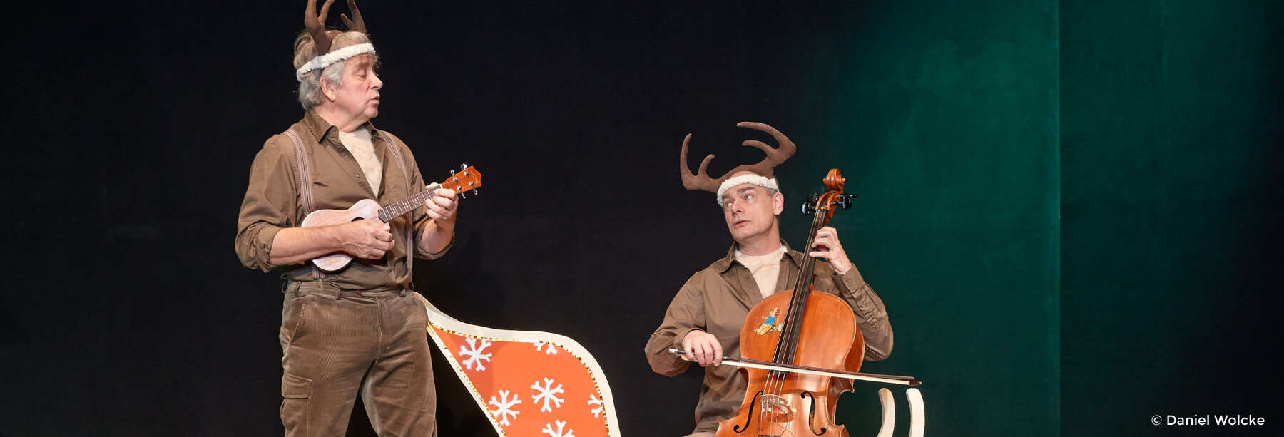 Peter Markhoff und Uwe Schade spielen Ukulele und Cello.